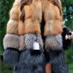 Women's Faux Fur Jacket in Brown, Gray, and Black NWT